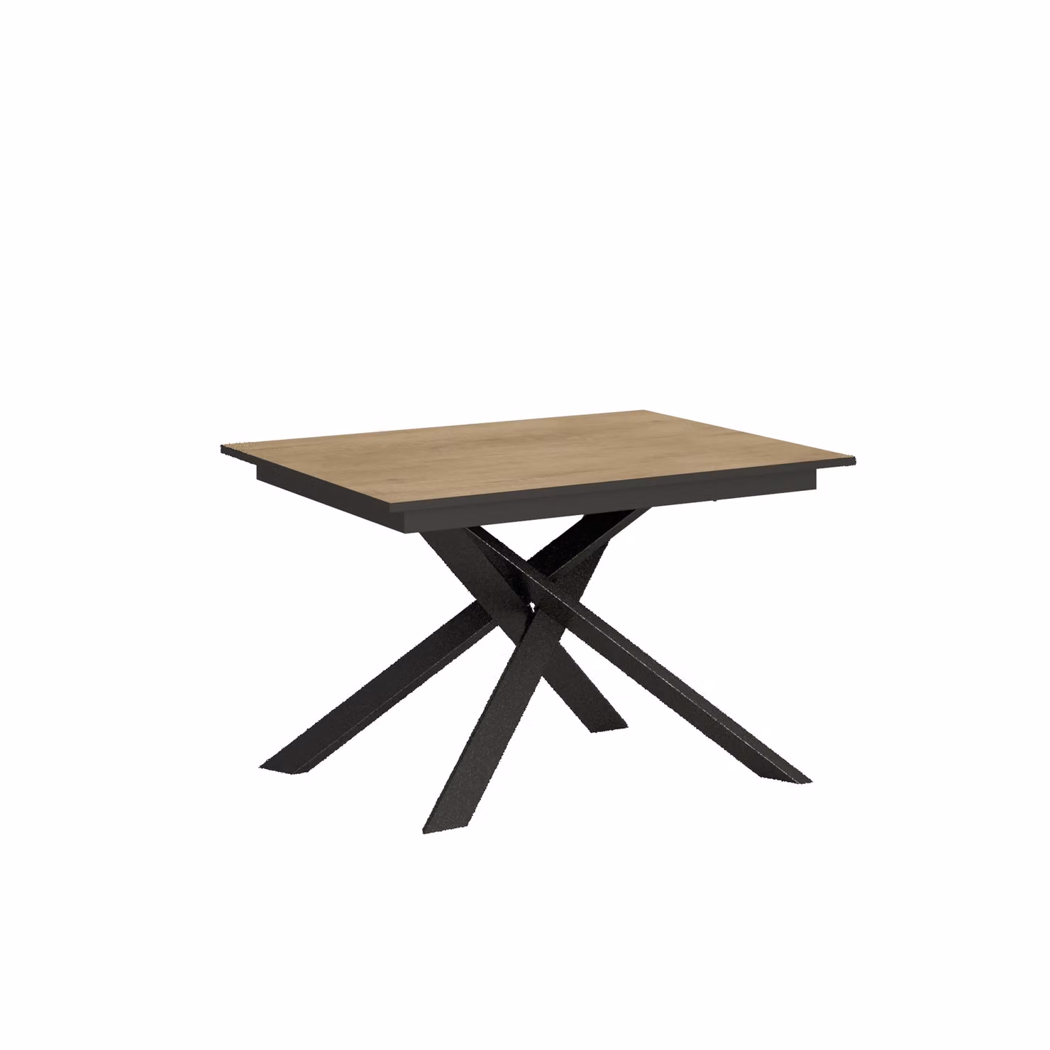 ITYHOME - Tavolo allungabile 120/180x80 cm Ganty quercia natura - bordo antracite telaio e gambe antracite