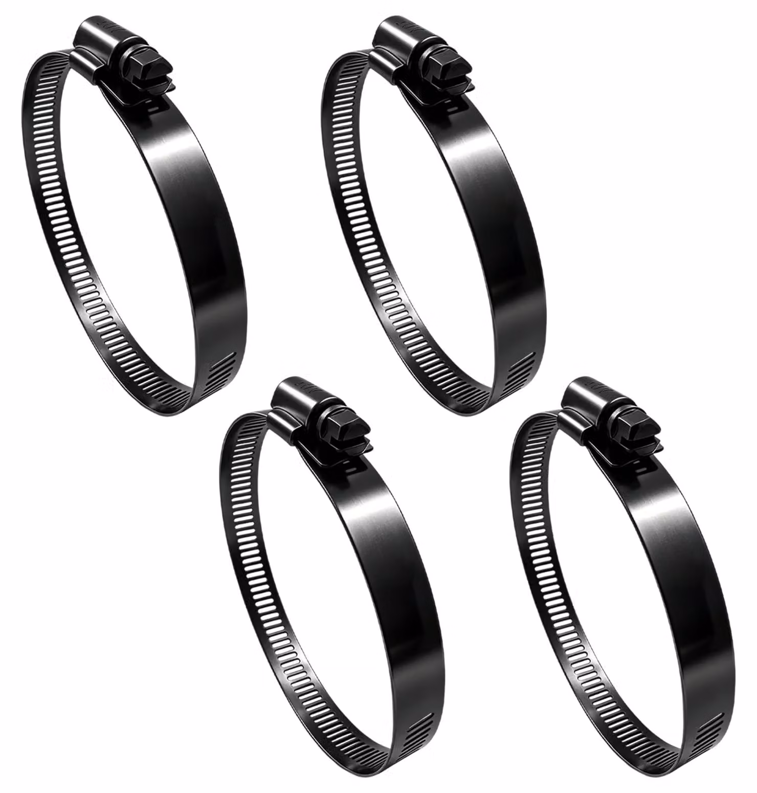 Set di 4 fascette stringitubo, da 105 a 127 mm, in acciaio inossidabile 304, colore nero