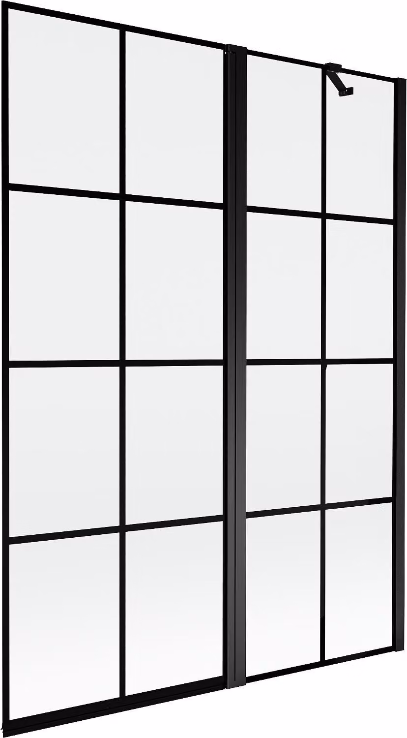 Mexen Mist divisorio doccia 2 ante destro 130 x 150 cm, griglia nera, nero - 8A9-130-011-70-77-P