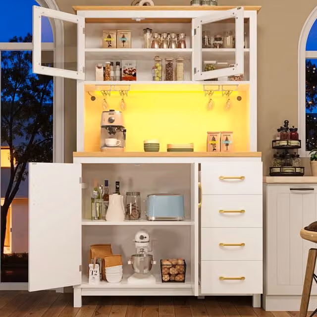 Credenza con illuminazione LED regolabile via app in MDF bianco con piano ampio 105;5 × 40 × 180 cm