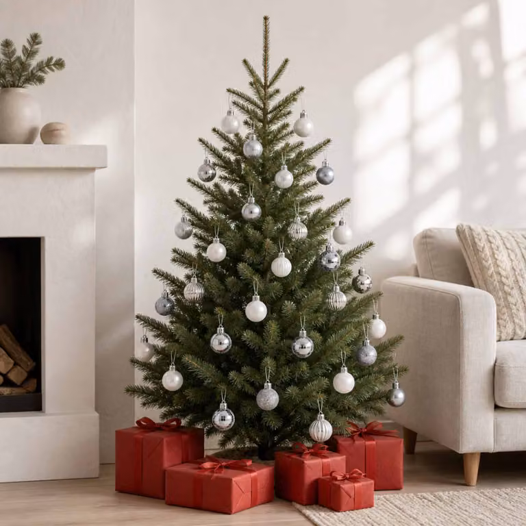 vidaXL Set di Palline di Natale 150 pz Bianco e Grigio 3 cm