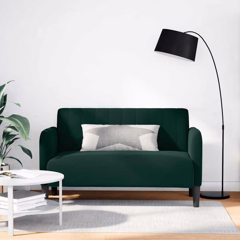 Divanetto vidaXL in velluto verde scuro, L: 124 cm, P: 68 cm, H: 74 cm