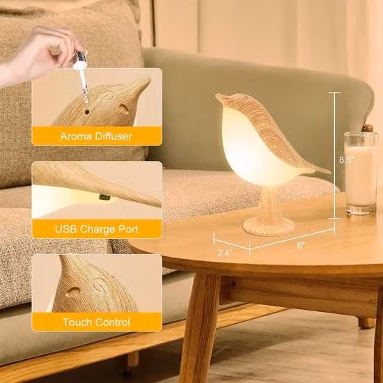 Lampada da tavolo con comando touch, luce notturna, luce dimmerabile a 3 livelli a forma di uccellino, ricaricabile tramite USB, lampada da scrivania LED portatile per neonati, bambini, camera da letto, casa, ufficio, ecc.