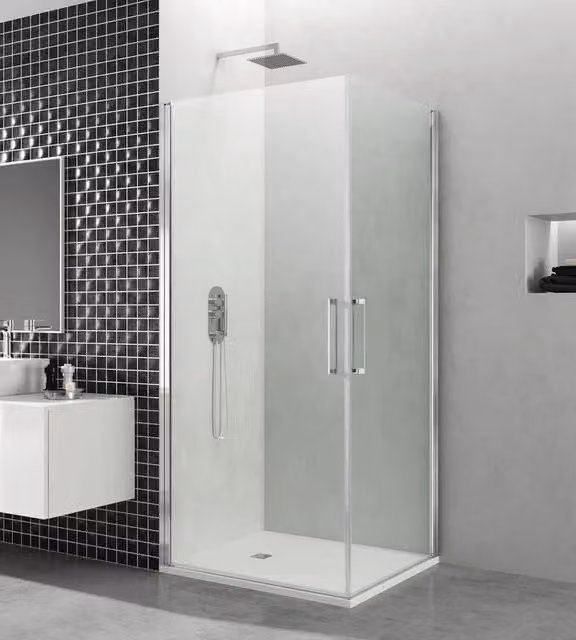 Box doccia angolare DUCHA con 2 porte battenti, trasparente, L/P: 45 x 60 cm