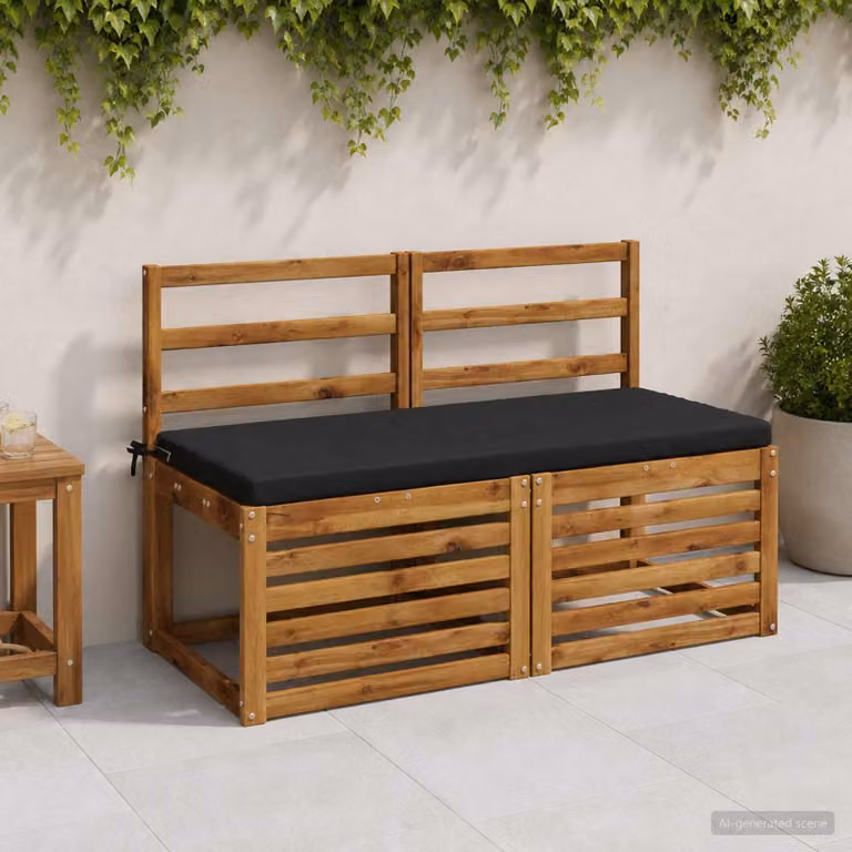 vidaXL Cuscino per panchina SOEST in poliestere nero L 120 cm x P 50 cm x H 5 cm