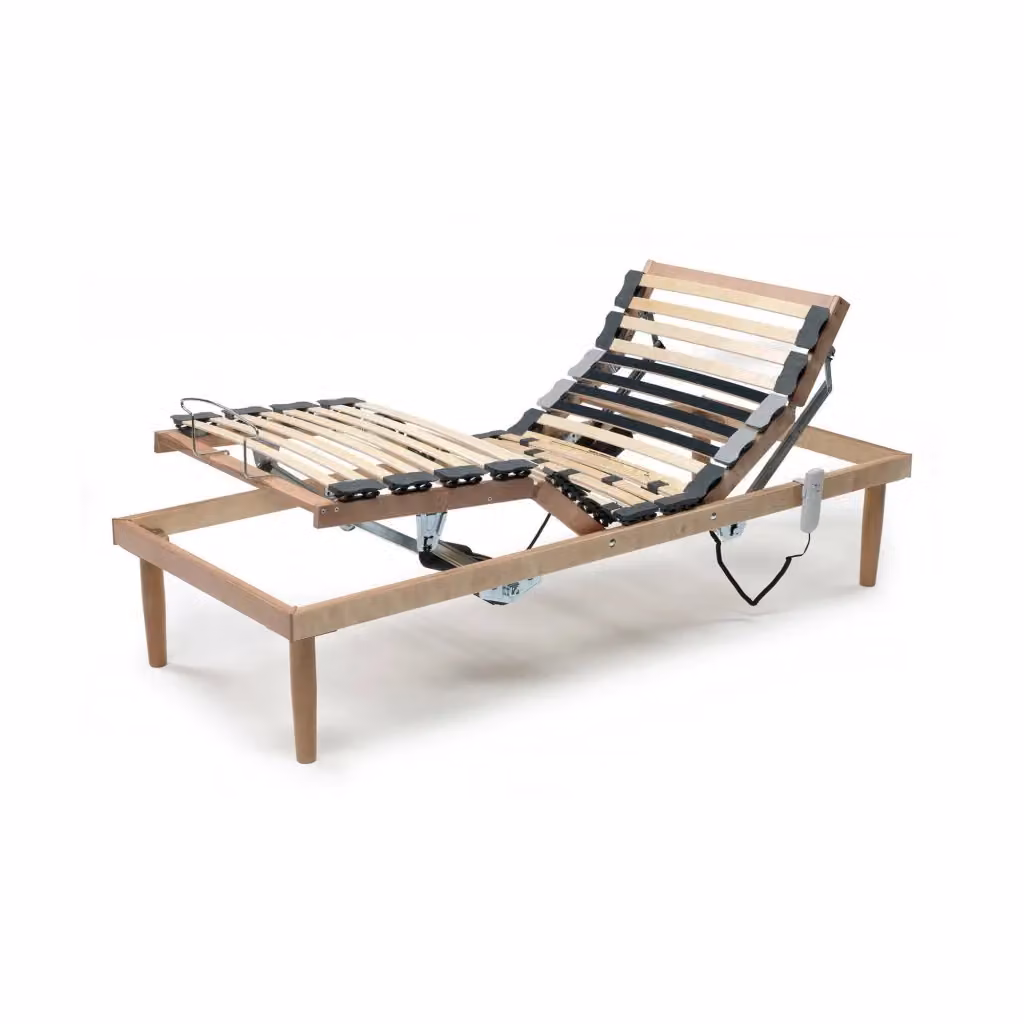 Rete letto singolo Arby Talamo Italia motorizzata e ortopedica in legno con doghe in faggio, colore marrone, L: 80 cm, P: 190 cm, H: 34 cm – 2