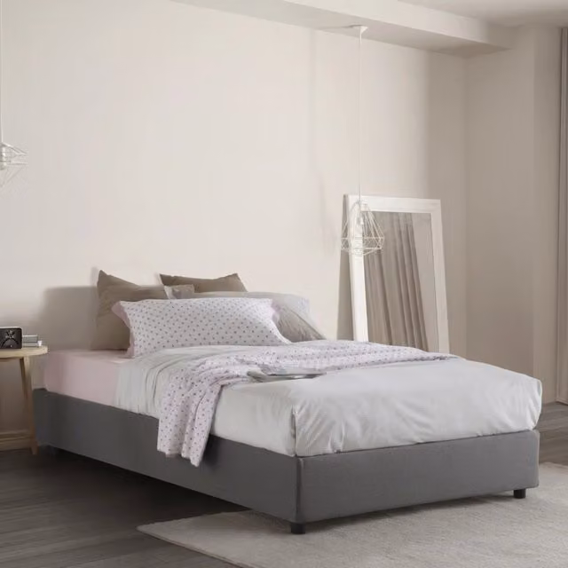 Asid, Letto Piazza e Mezza Sfoderabile Made in Italy, Grigio