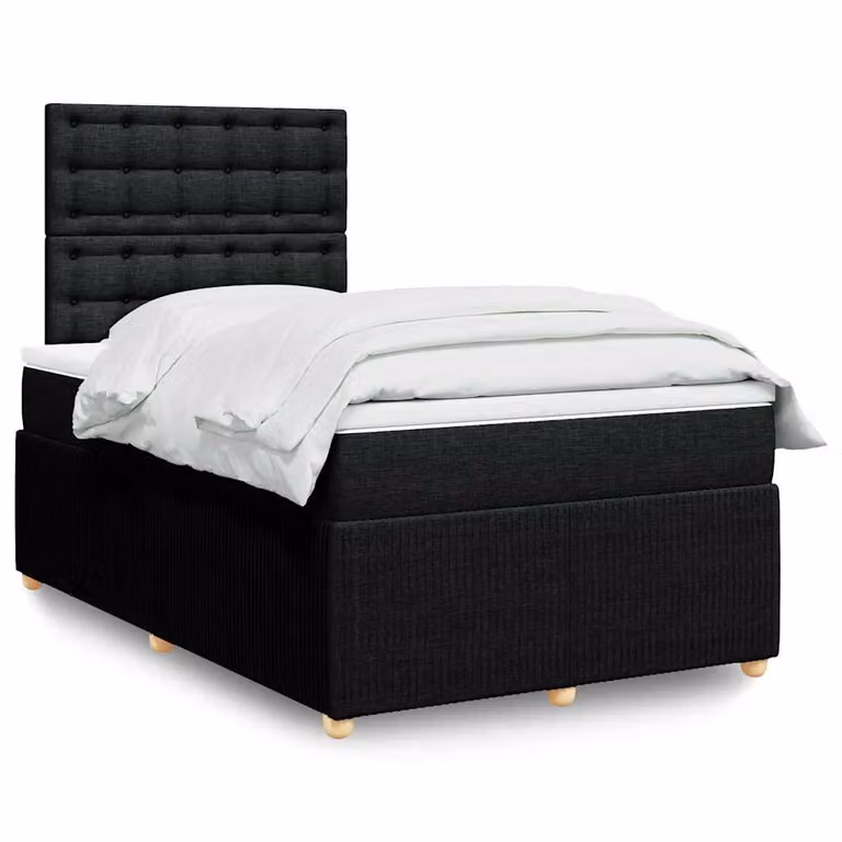 vidaXL Letto Ibrido con Materasso Nero e Struttura in Tessuto con Illuminazione Sotto il Letto e Porta USB L/P/H: 120 x 200 cm