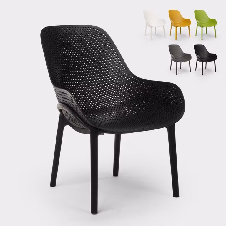Sedie di design moderno per cucina e bar in polipropilene Majestic - Nero