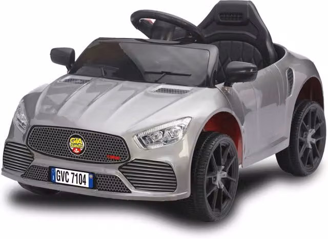 Macchina Elettrica per Bambini Deluxe Giordanoshop Argento con Maniglia di Spinta e Batteria Ricaricabile 12V 4,5Ah – 1