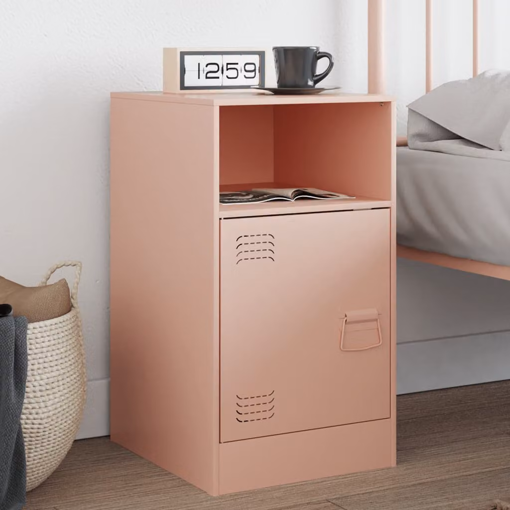 Comodino vidaXL Rosa in Metallo Moderno L/P/H: 34,5 x 39 x 62 cm