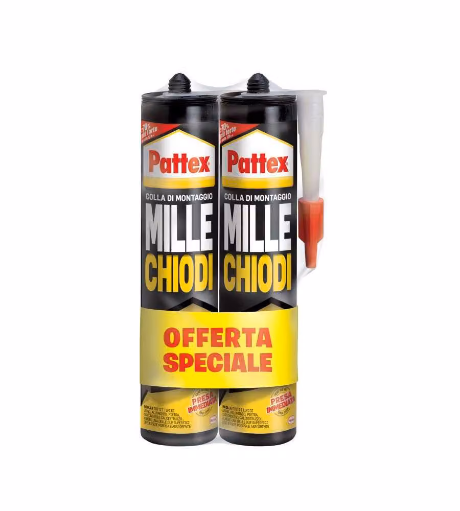 Pattex Millechiodi Forte e Rapido - Colla Senza Solventi, 2 Cartucce 400g