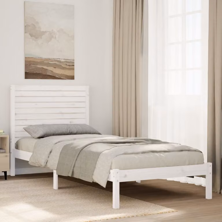 Giroletto Extra Lungo vidaXL in Legno di Pino Massello Bianco L 90 x P 210 cm
