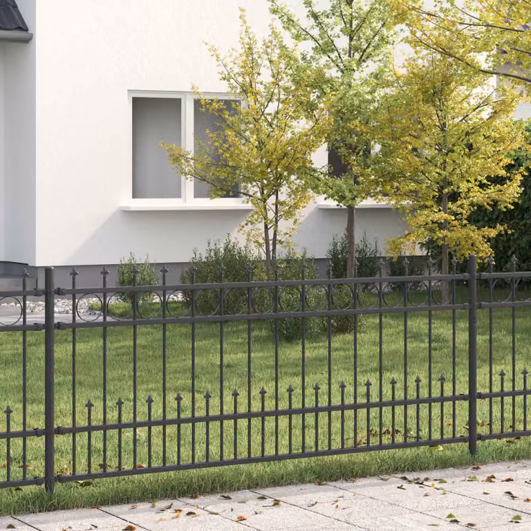 vidaXL Recinzione a anello con picchetti HORST in acciaio nero L: 200 cm, H: 130 cm