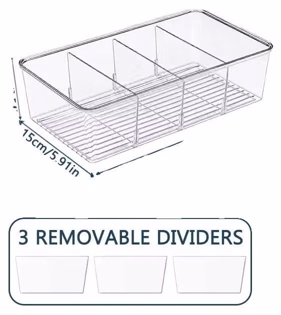 Contenitori di stoccaggio, design trasparente, organizer riutilizzabile, set da 2 pezzi trasparenti