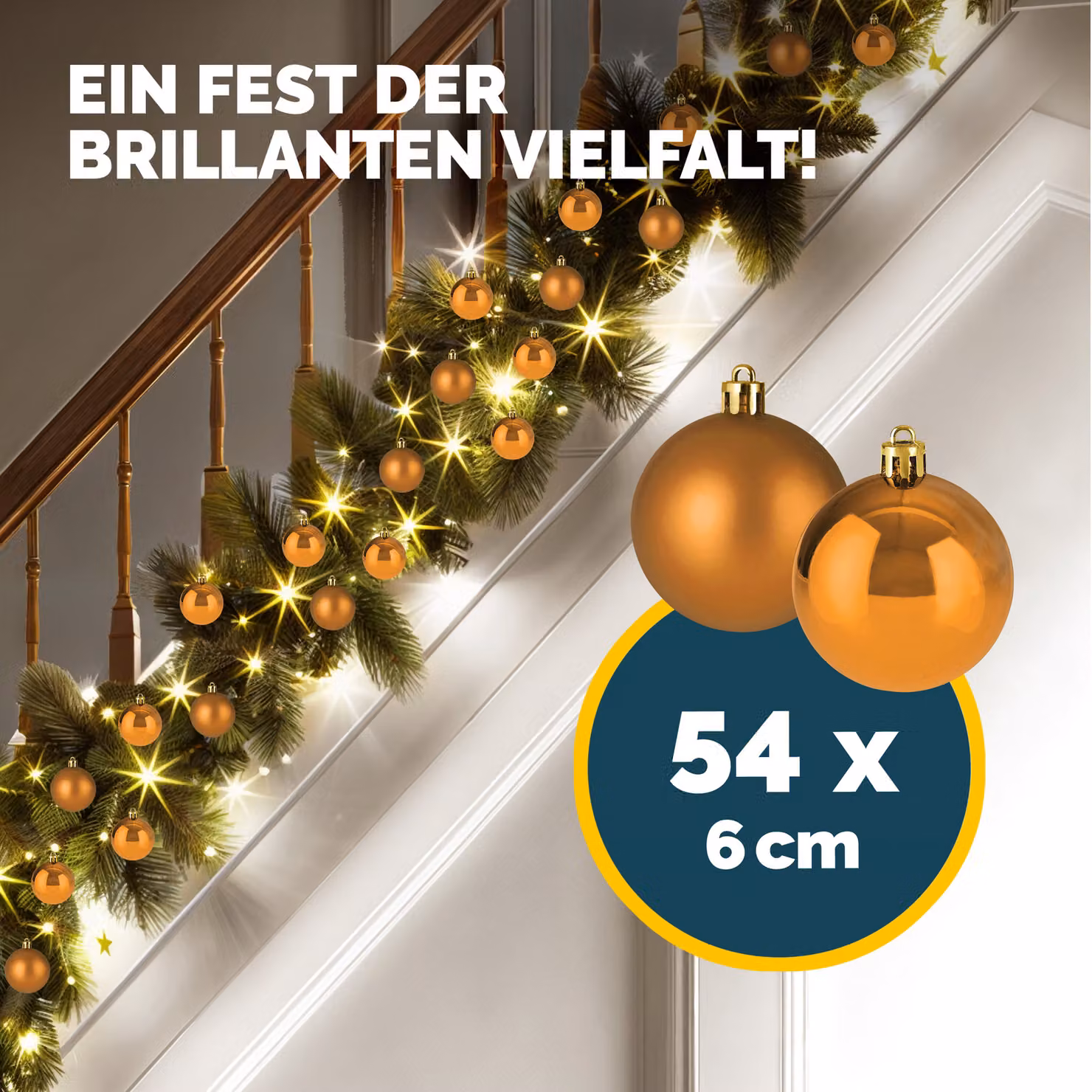 Set di 54 palline di Natale Casaria color bronzo e marrone in plastica per decorazioni moderne – 2