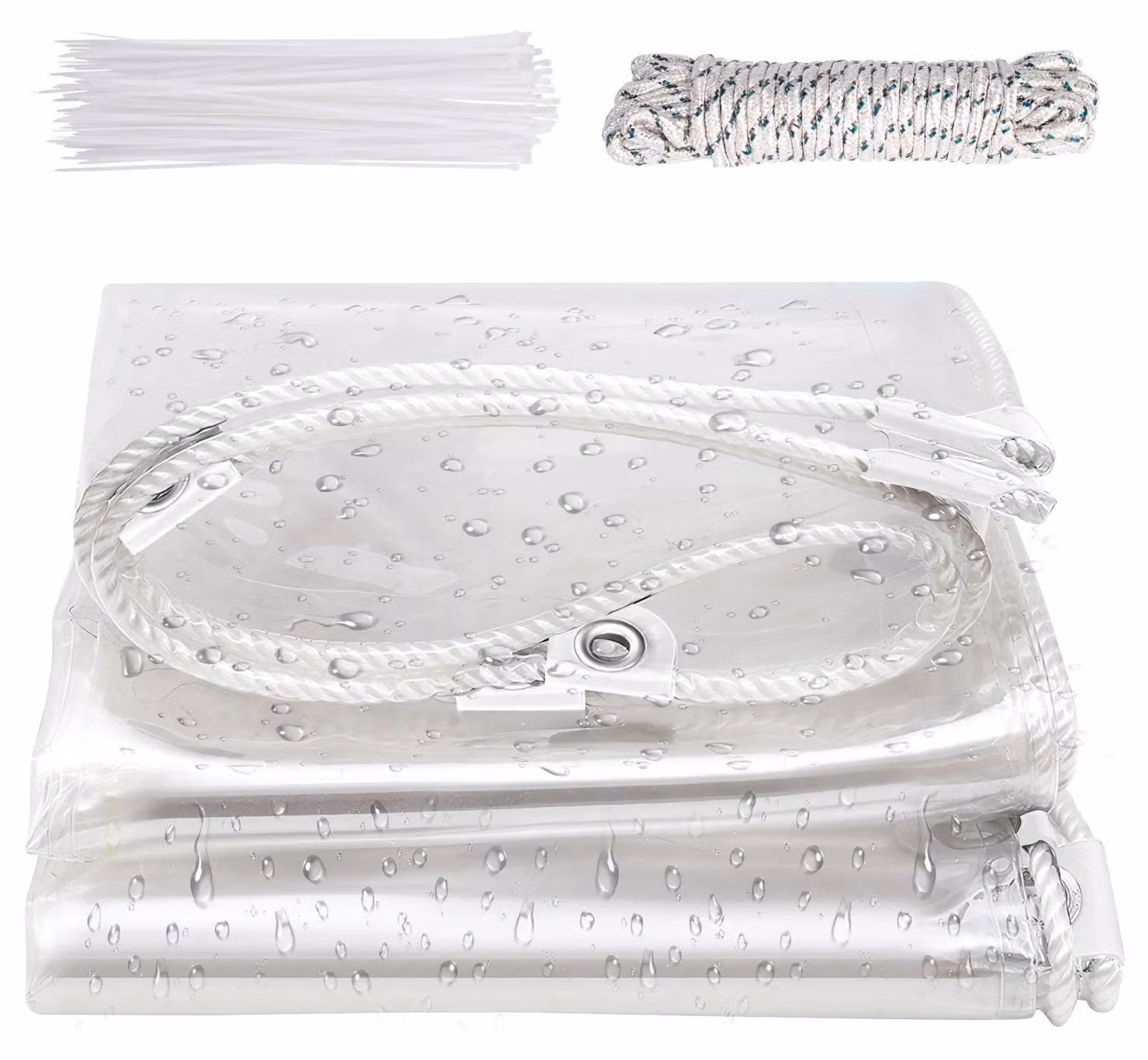 Telone in PVC - Telone trasparente - Impermeabile 420 g/m² - Occhielli rinforzati - Resistente alle intemperie - 3 x 3 m - Trasparente