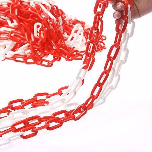 Barriera in plastica, nastro di 6 mm x 25 m, rosso e bianco