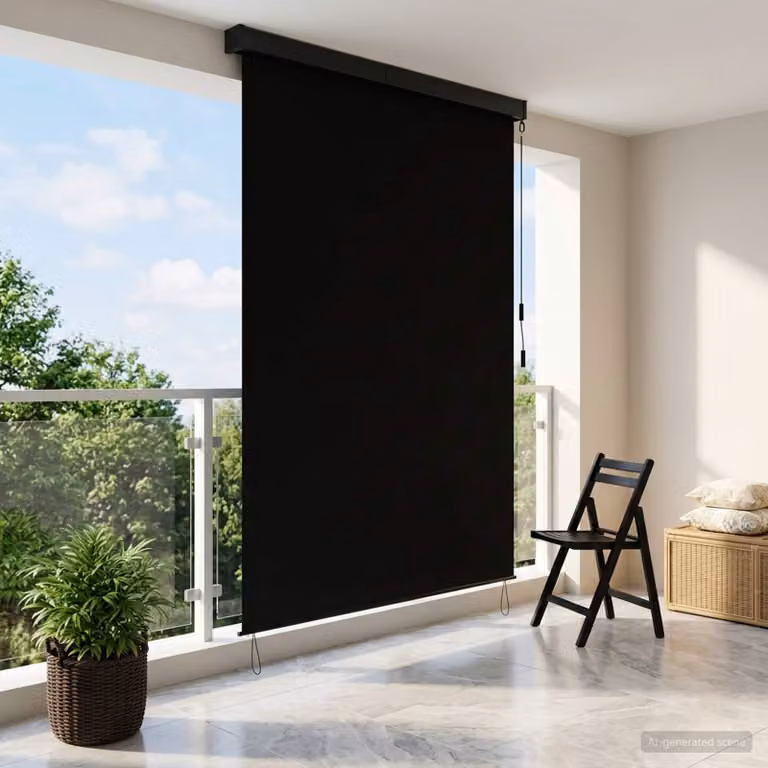 vidaXL Tenda a rullo nera in poliestere e alluminio L: 60 cm, H: 250 cm