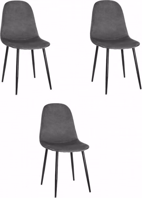 Set di 3 sedie Valora COMO in velluto grigio scuro con design moderno ed ergonomico – 1