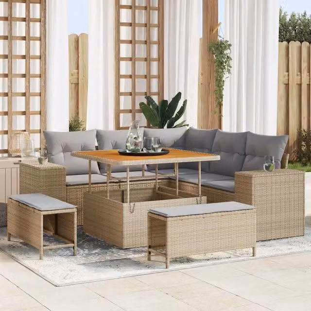 Set Divano da Giardino 8 pz Beige polyrattan 3361997