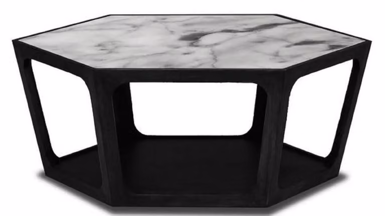 Tavolino Casa Padrino nero/bianco 90 x 78 x h. 35 cm - Tavolo da salotto con piano in marmo - Mobili da salotto - Mobili