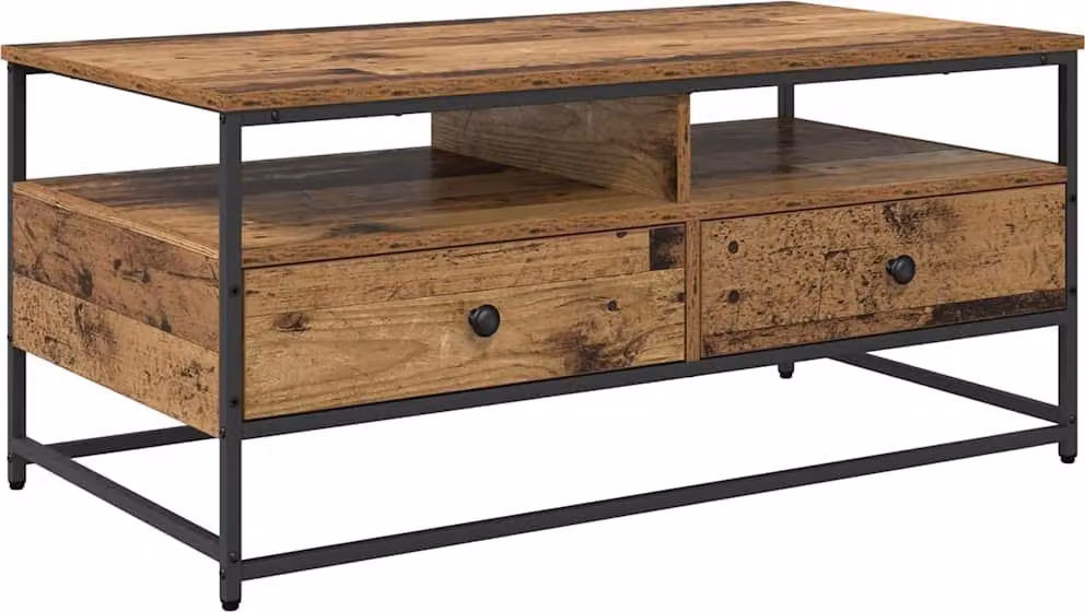 Tavolino da salotto con cassetto Legno vecchio 100 x 51 x 45 cm