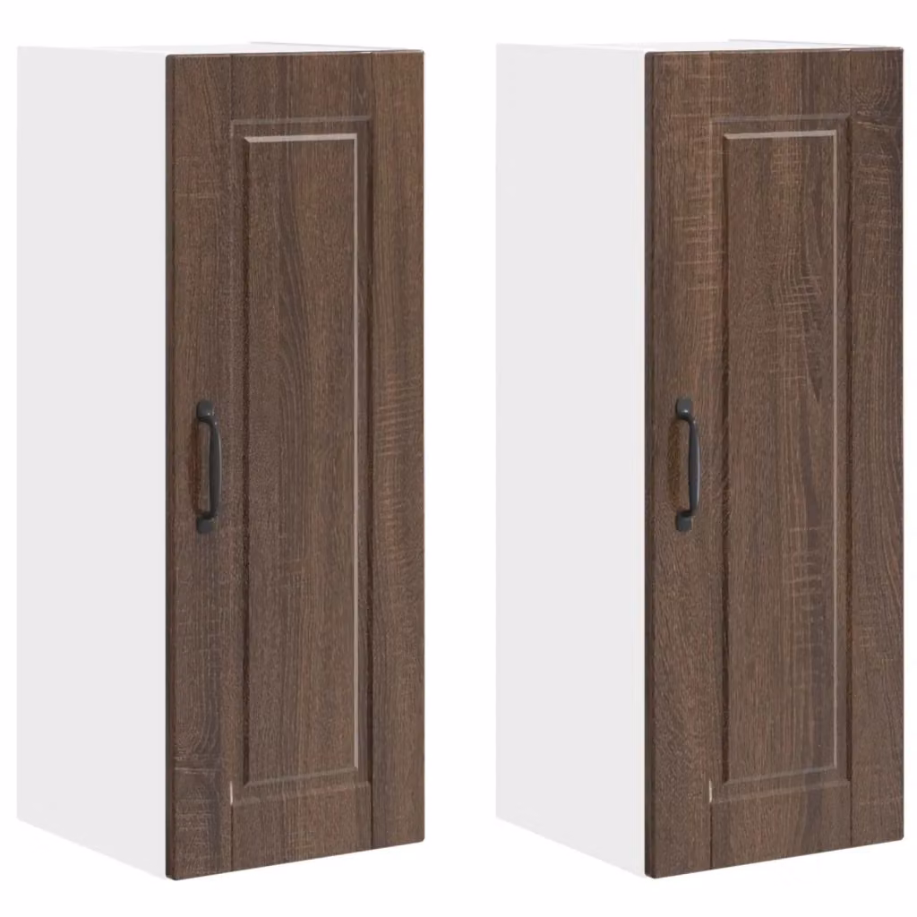 Set di 2 pensili da cucina vidaXL in legno rovere marrone con ante a battente e ripiani interni, L/P/H: 30 x 31 x 80 cm – 2