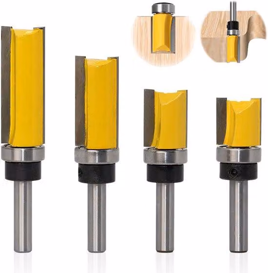 Set professionale per fresatura del legno - Set da 4 pezzi con foro da 8 mm - Frese a copiare per legno, frese circolari per router, frese a copiare destrorse - Utensili da taglio professionali