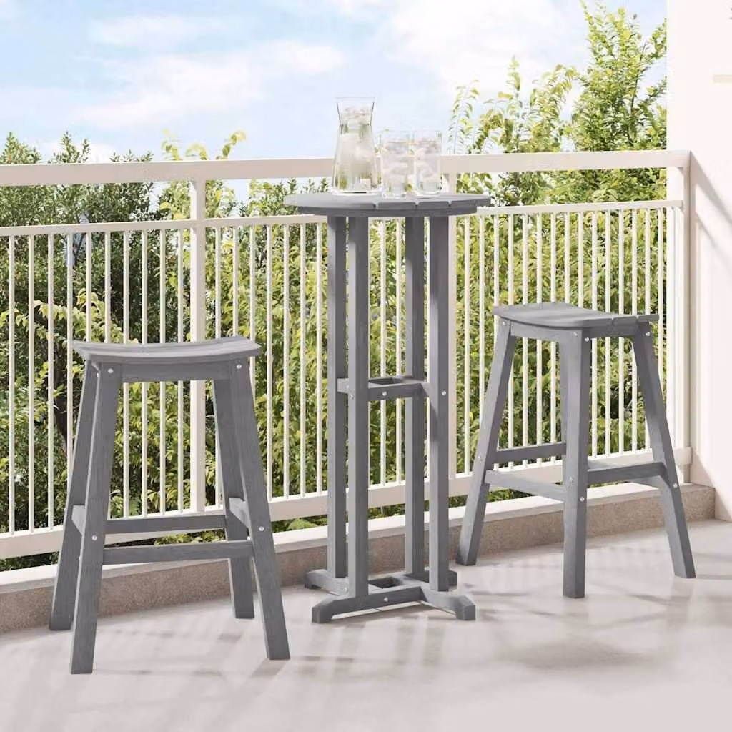 Maison Exclusive - Set da giardino con tavolo e sedie, 3 pezzi, grigio chiaro, materiale HDPE