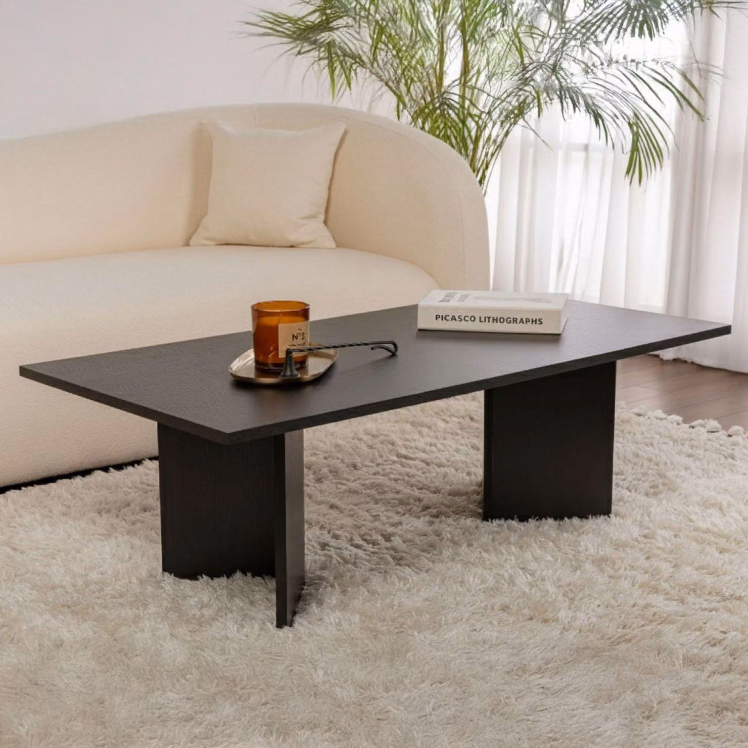 Dmora Tavolino da Salotto Turate 119x60x40h cm Nero, Forma Rettangolare Materiale Piano in Legno Nobilitato