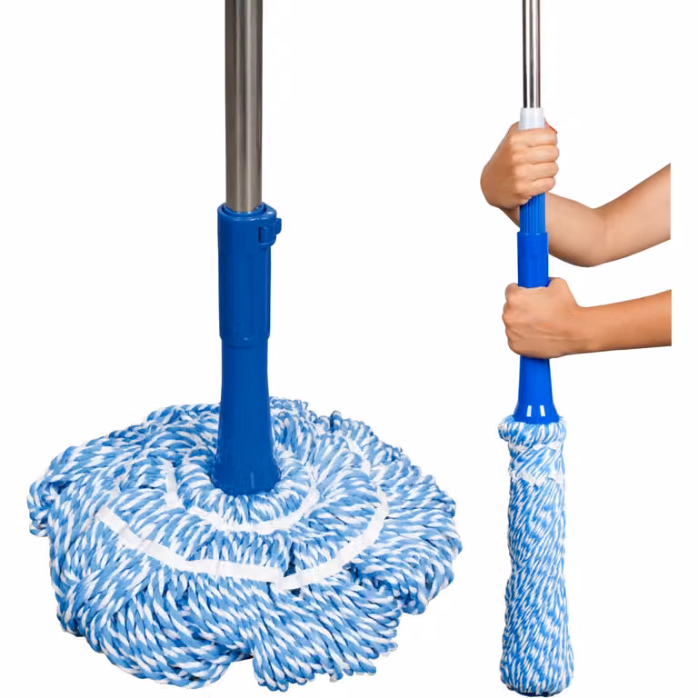 Vestiamo Casa Mop lavapavimenti in microfibra blu con asta telescopica e strizzatore