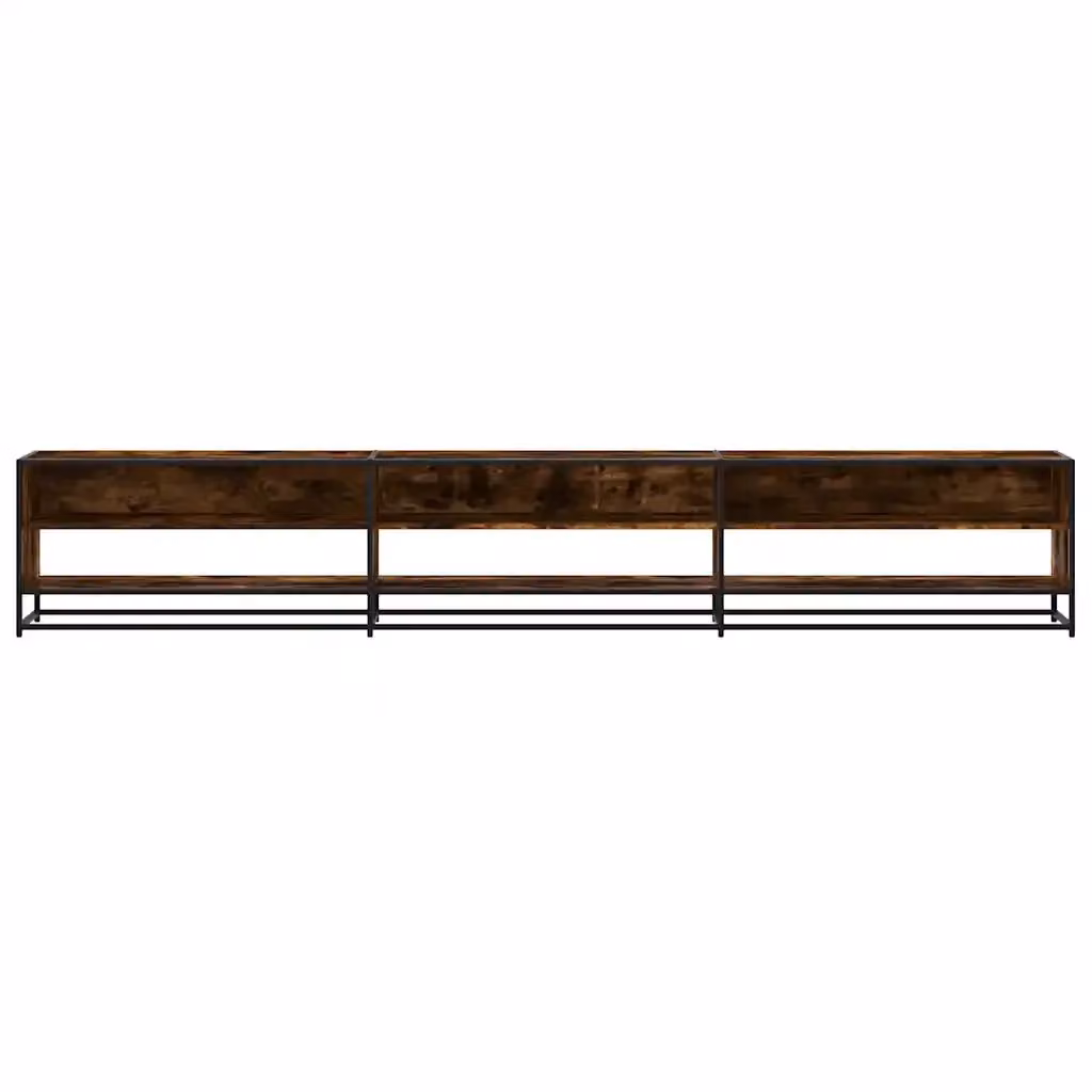 Mobile porta TV stile industriale HELLOSHOP26 in legno composito e metallo, colore marrone rovere affumicato, L: 270 cm, P: 40 cm, H: 46 cm – 2