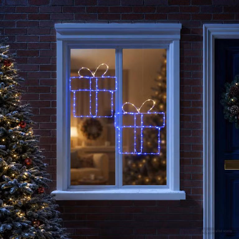 Decorazioni natalizie a LED per finestre, modello LOVIISA, confezione da 2, con 160 LED