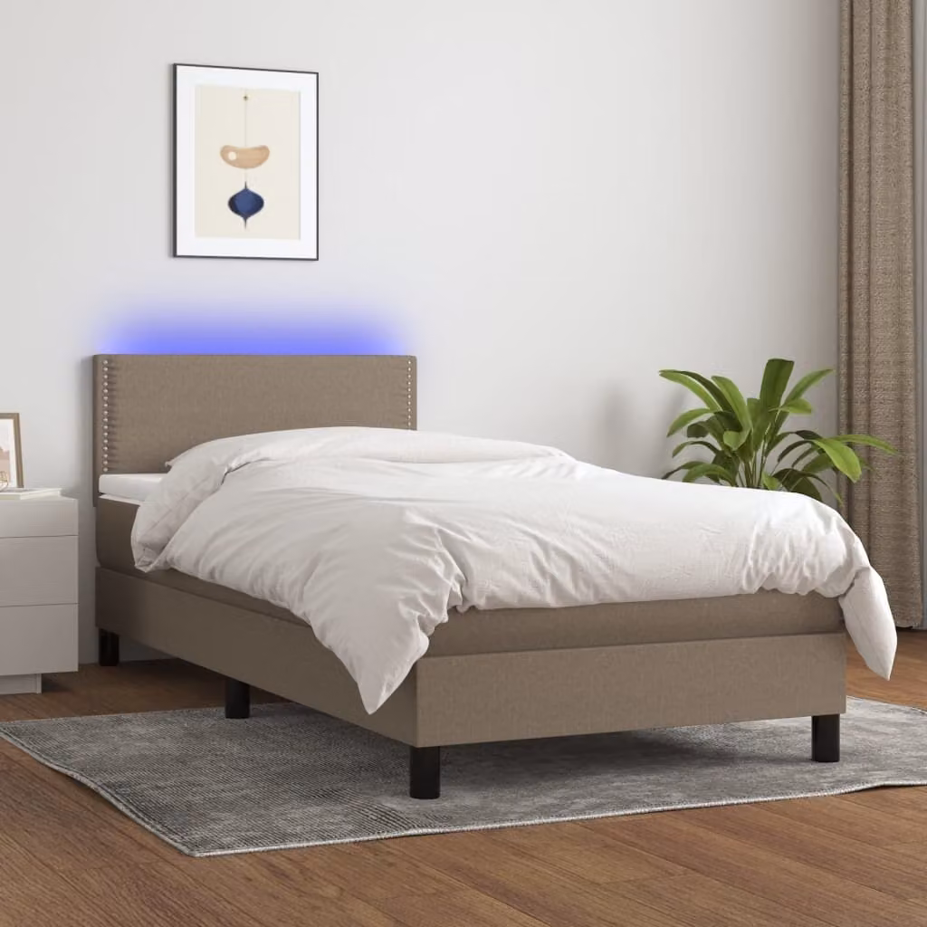 Maison Exclusive - Letto a Molle con Materasso e LED Tortora 90x190 cm in Tessuto