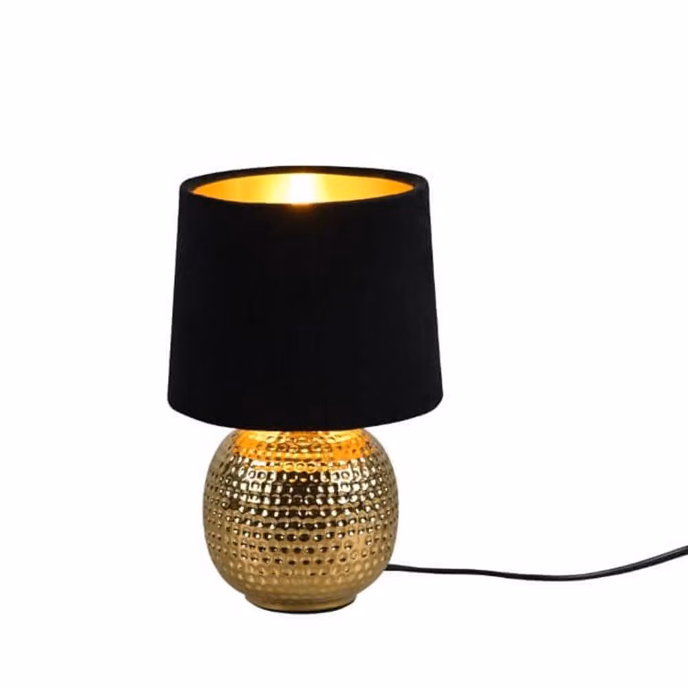 Lampada da tavolo SOPHIA oro-nero-oro 1xE14x40W in tessuto, dimensioni: 26x16x16 cm, IP20, RL