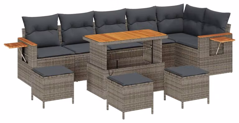 Set Divano da Giardino 10 pcs Grigio polyrattan