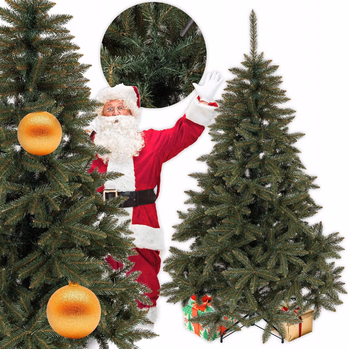Albero di Natale artificiale, come uno vero, abete rosso del Caucaso, di , 220 cm, denso, + supporto