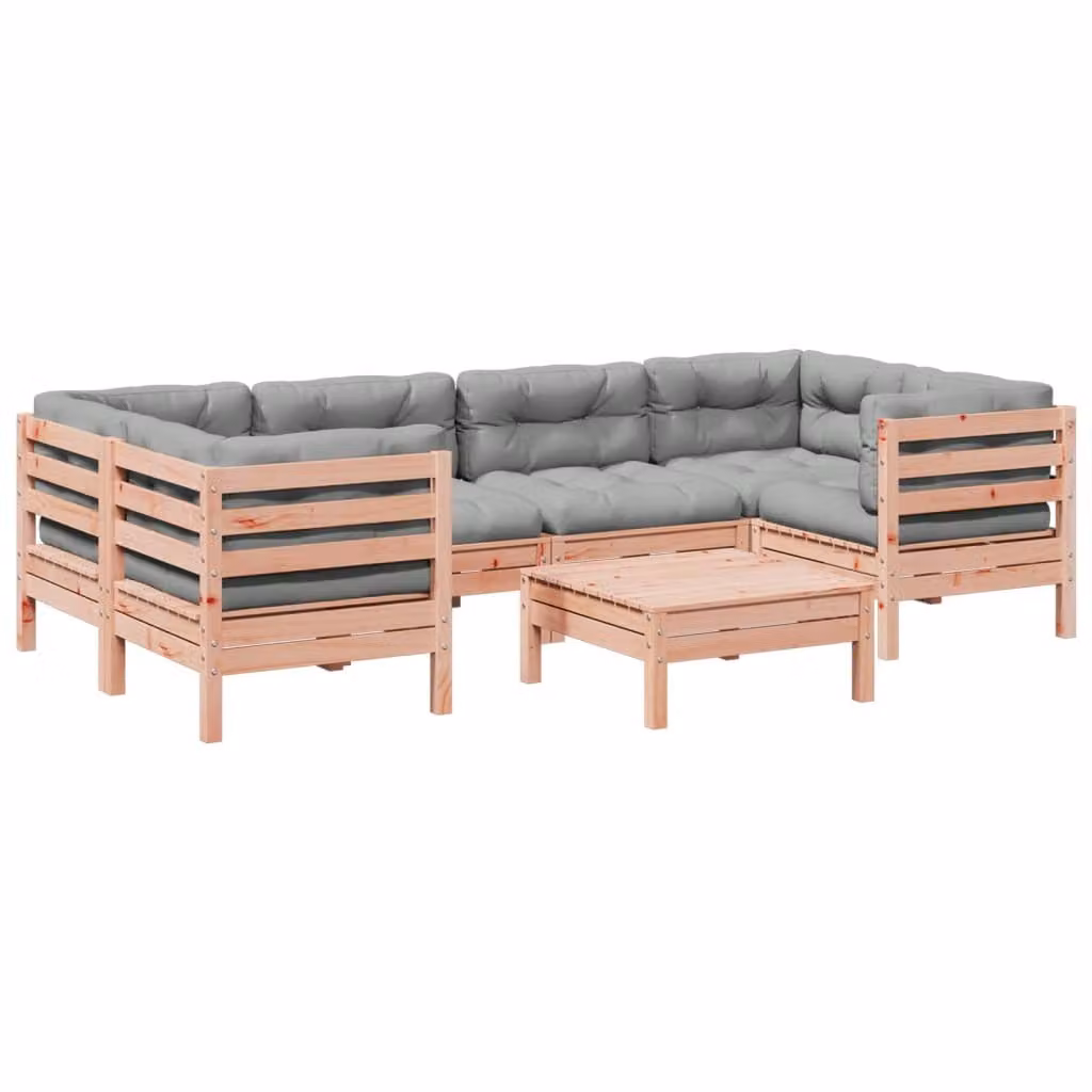 Set Divani Giardino 7 pz Cuscini Legno Massello Abete Douglas