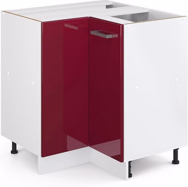 Mobile ad angolo cucina R-Line Rosso lucido/Bianco 75.6 cm senza piano di lavoro Vicco