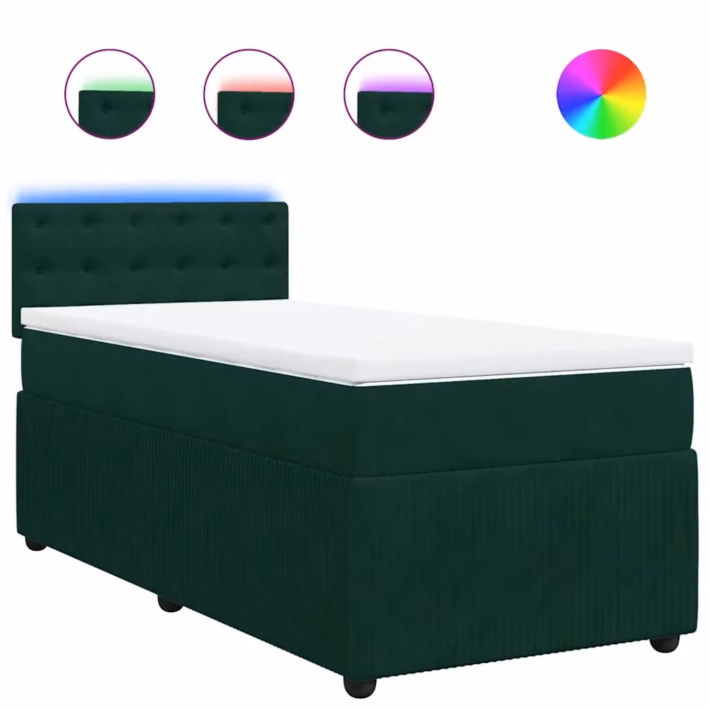 vidaXL Giroletto a Molle Ibrido con Materasso in Velluto Verde e Bianco L/P/H: 200 x 80 x 100,5 cm – 2