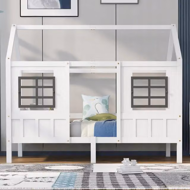 Letto con 2 finestre 90x200 - Xylo - Bianco
