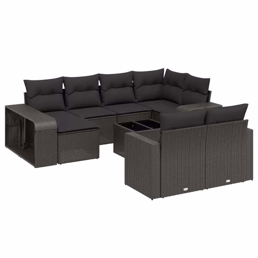 vidaXL Set Divani da Giardino 11 pz Moderno con Cuscini e Tavolino Nero – 2