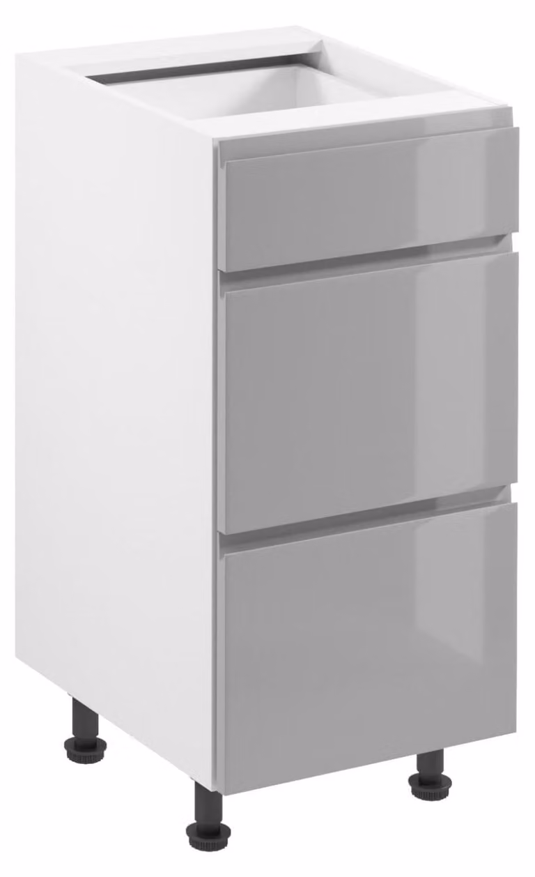 Mobile da cucina con cassetti ARBOR - larghezza 40 cm, grigio lucido / bianco