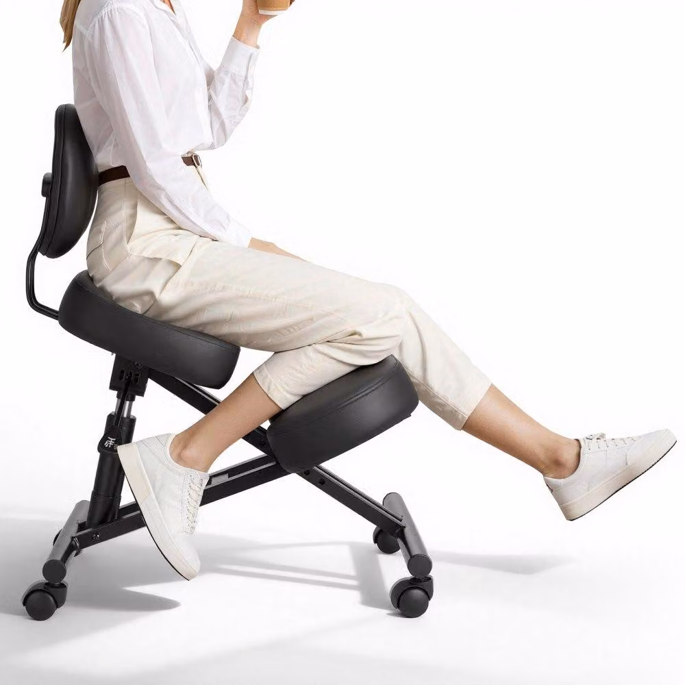 Sedia ergonomica per seduta a ginocchia - Altezza regolabile - Capacità di carico di 120 kg - Realizzata in PVC e Acciaio al carbonio