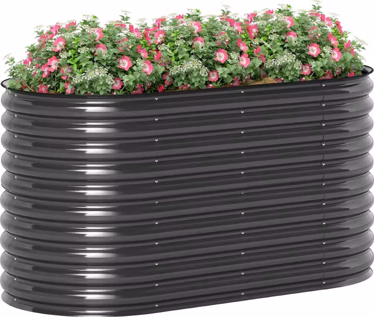 Aiuola rialzata in acciaio, aiuola per piante, struttura fredda, aiuola da giardino, impilabile, fioriera, fioriera a innesto, 160 x 80 x 80 cm, aiuola per giardino, balcone, terrazza, vaso per fiori, piante