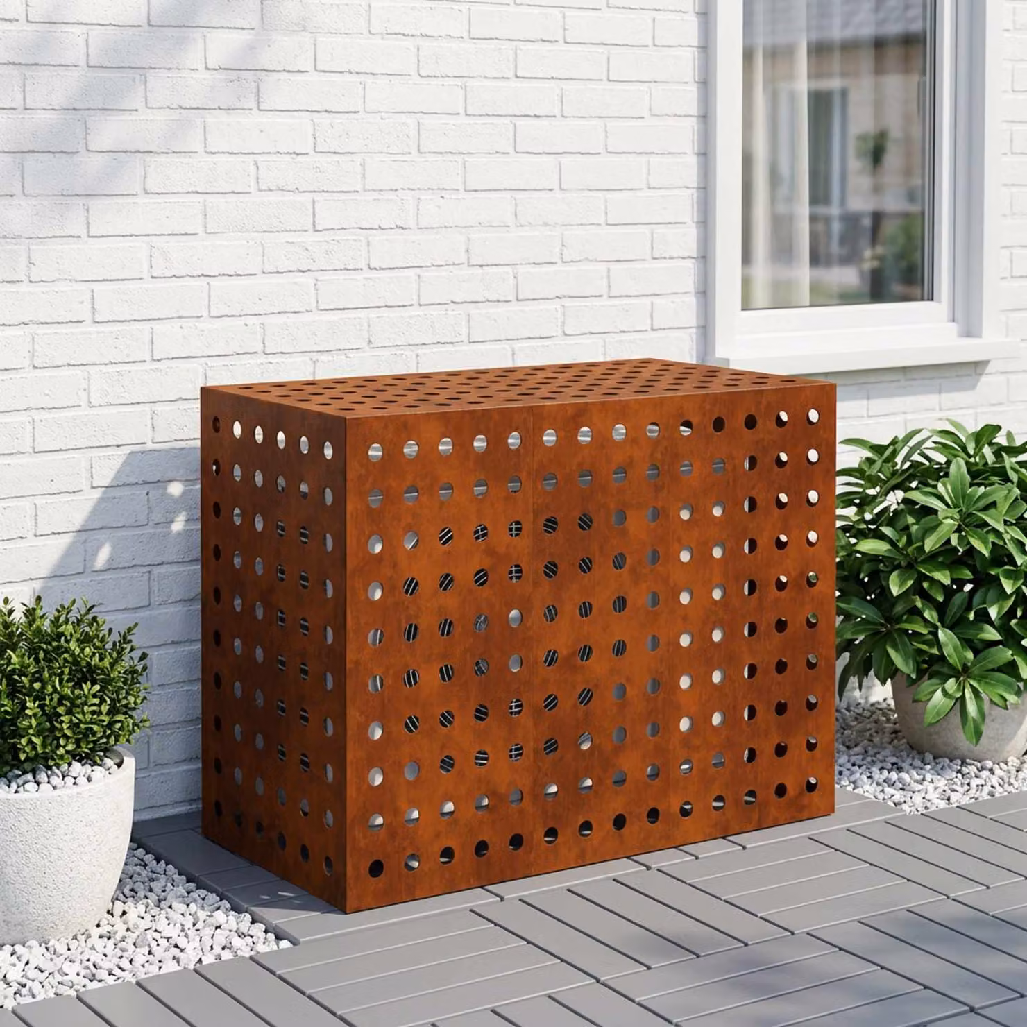 Copertura per condizionatore d'aria vidaXL in acciaio color bronzo, H 80 x L 110 x P 50 cm