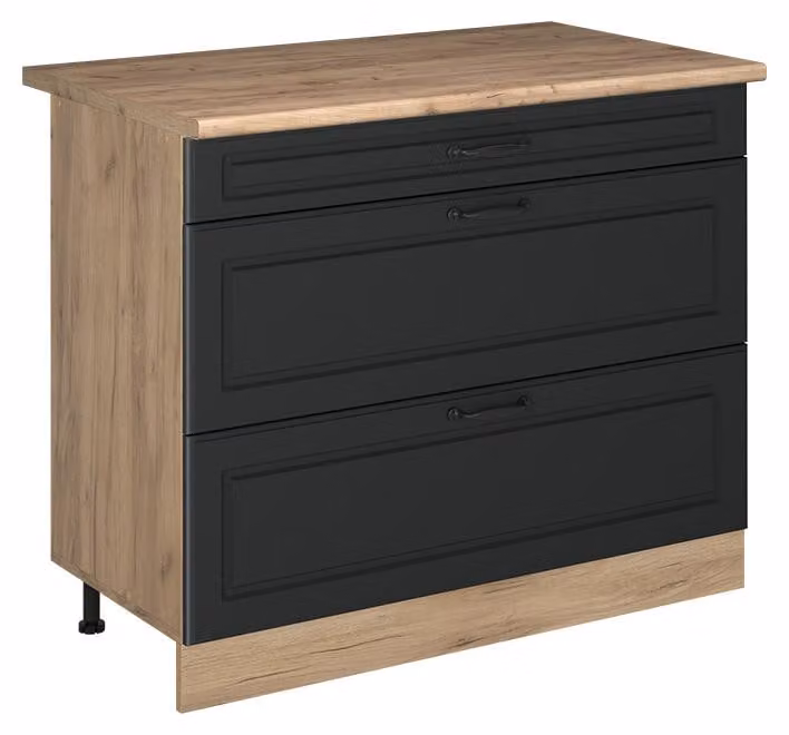 Mobiletto base per cucina Vicco R-Line Antracite country/Rovere dorato 100 cm piano di lavoro Rovere dorato, Model 71629