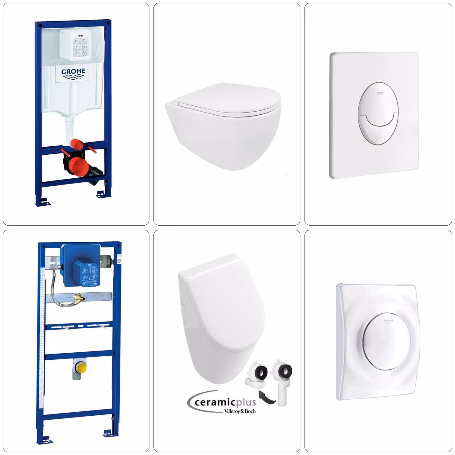 BB INFINITY WC sospeso senza bordo con orinatoio Villeroy & Boch Subway con CeramicPlus e accessori Grohe, bianco