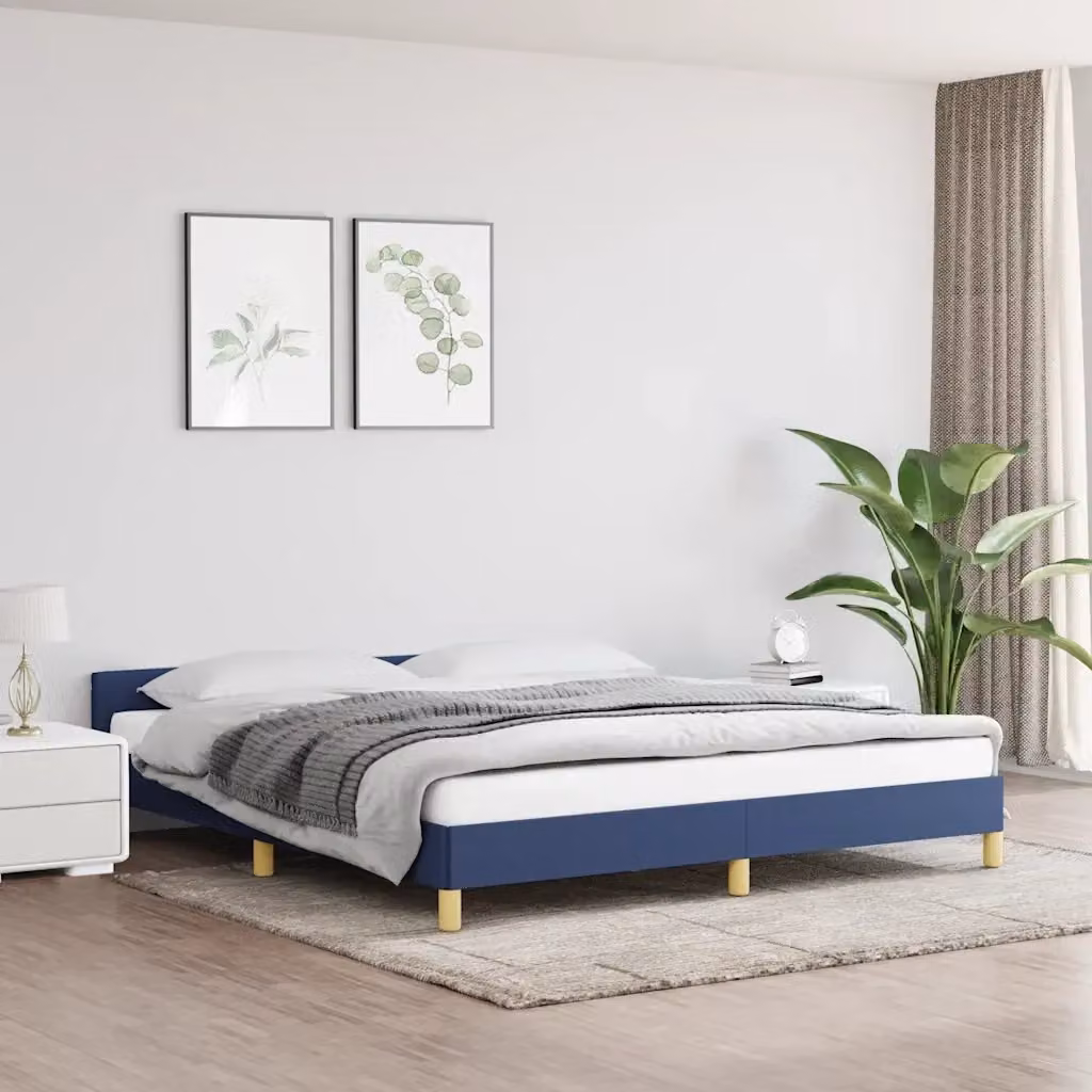 Letto matrimoniale moderno con testiera in tessuto blu L/P: 180 x 200 cm – 2